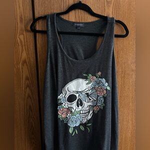 Skull and Floral Graphic Tank Top